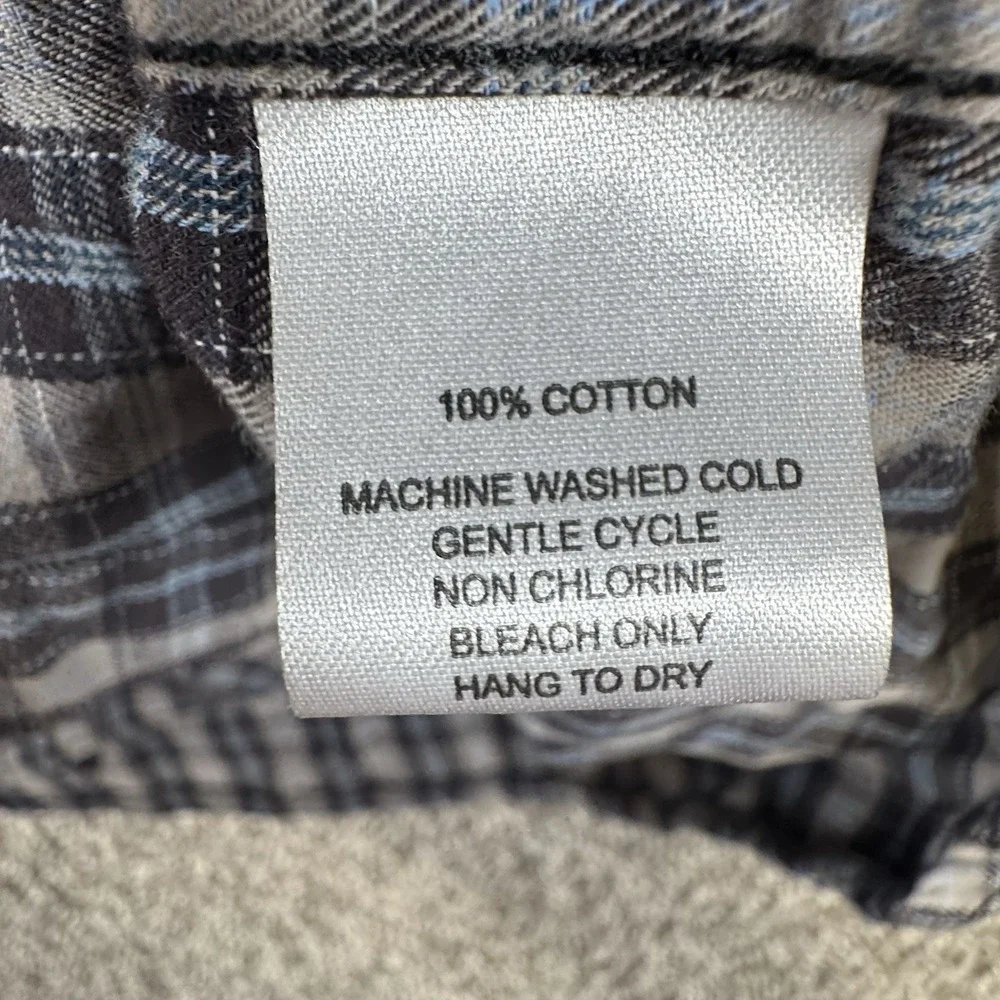 Untuckit Men's L Blue Gray Plaid‎ Cotton Long Sleeve Button Shirt